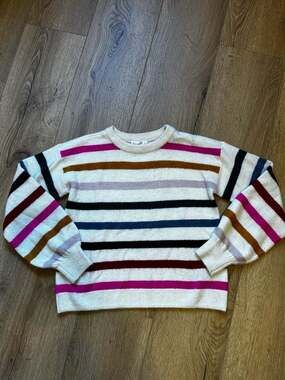 Gap Kids Girls Multi-Color Striped Crewneck Sweater Size XL (12)